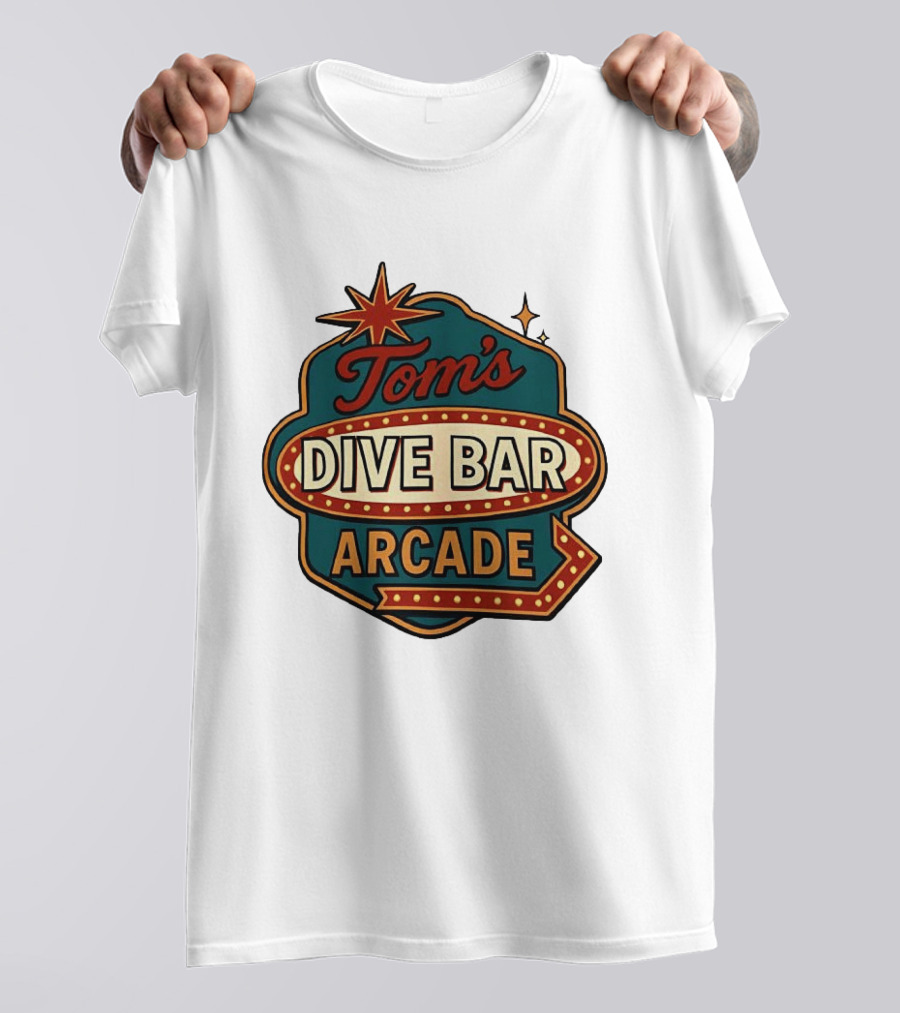Tom's Dive Bar Arcade Retro Sign Neon T-Shirt