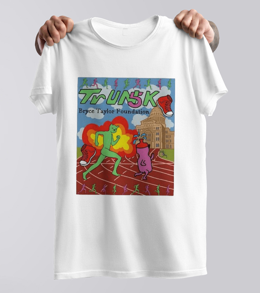 TrUNK 5k Bryce Taylor Foundation Colorful Cartoon Characters Racing T-Shirt