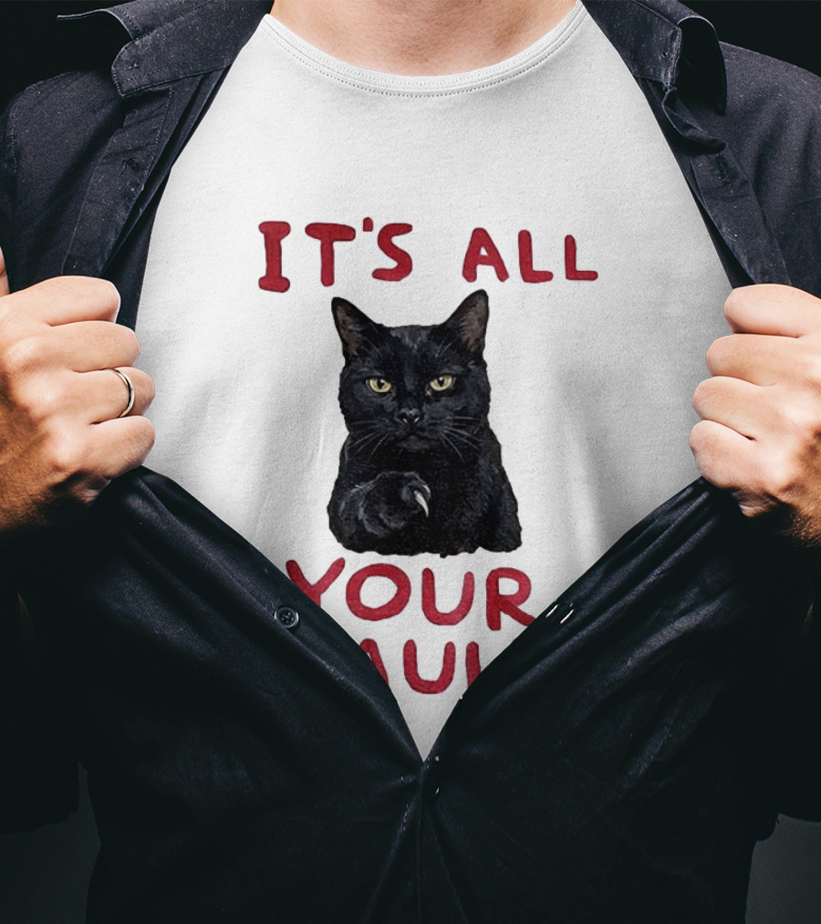 It's All Your Fault Black Cat Accusation T-Shirt