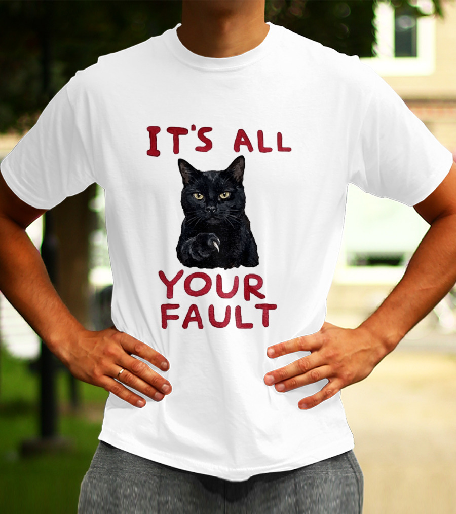 It's All Your Fault Black Cat Accusation T-Shirt