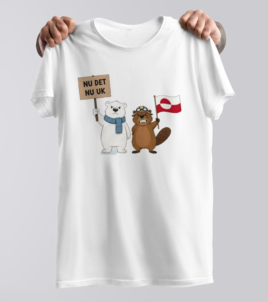 Nu Det Nuuk Greenland Is Not For Sale Polar Bear Beaver Flag T-Shirt