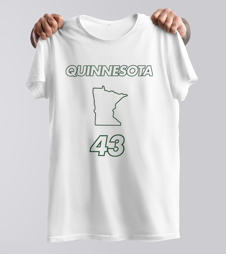 Quinnesota 43 Minnesota Map State Of Hockey T-Shirt