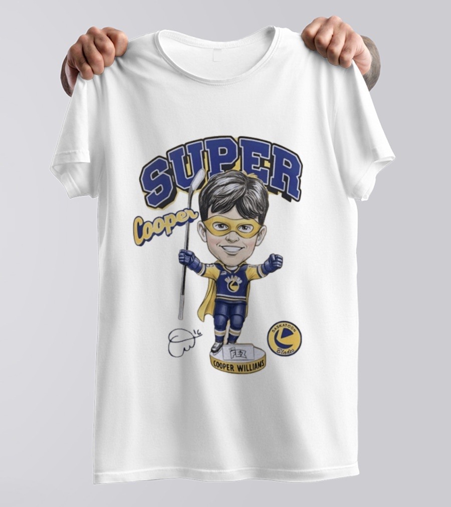 Super Cooper Williams Saskatoon Blades Bobblehead T-Shirt