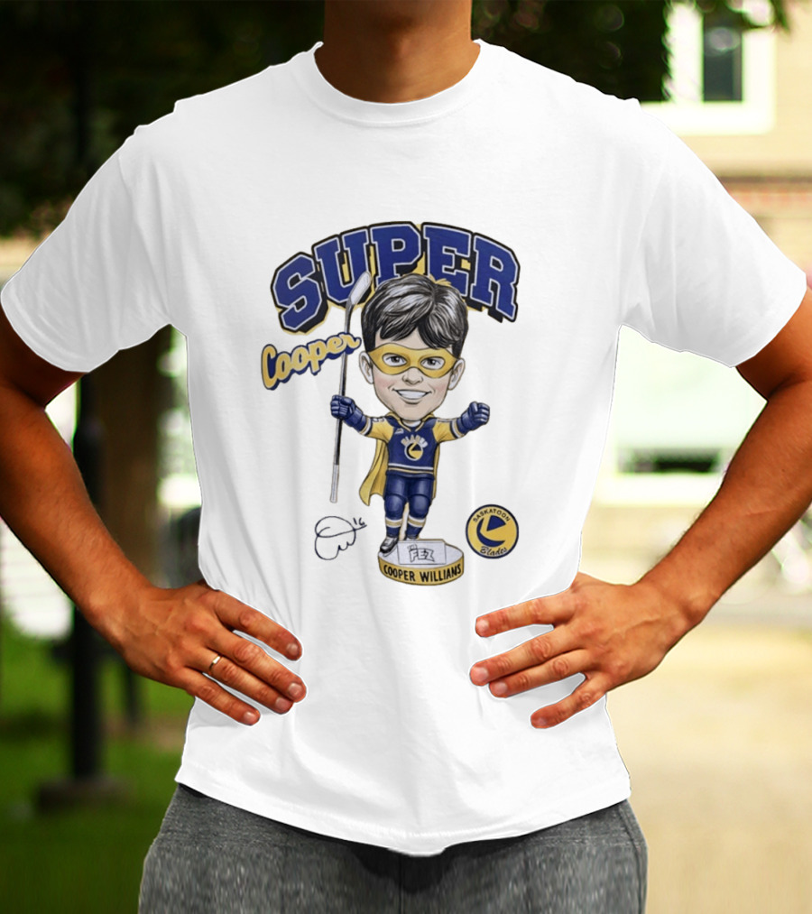Super Cooper Williams Saskatoon Blades Bobblehead T-Shirt
