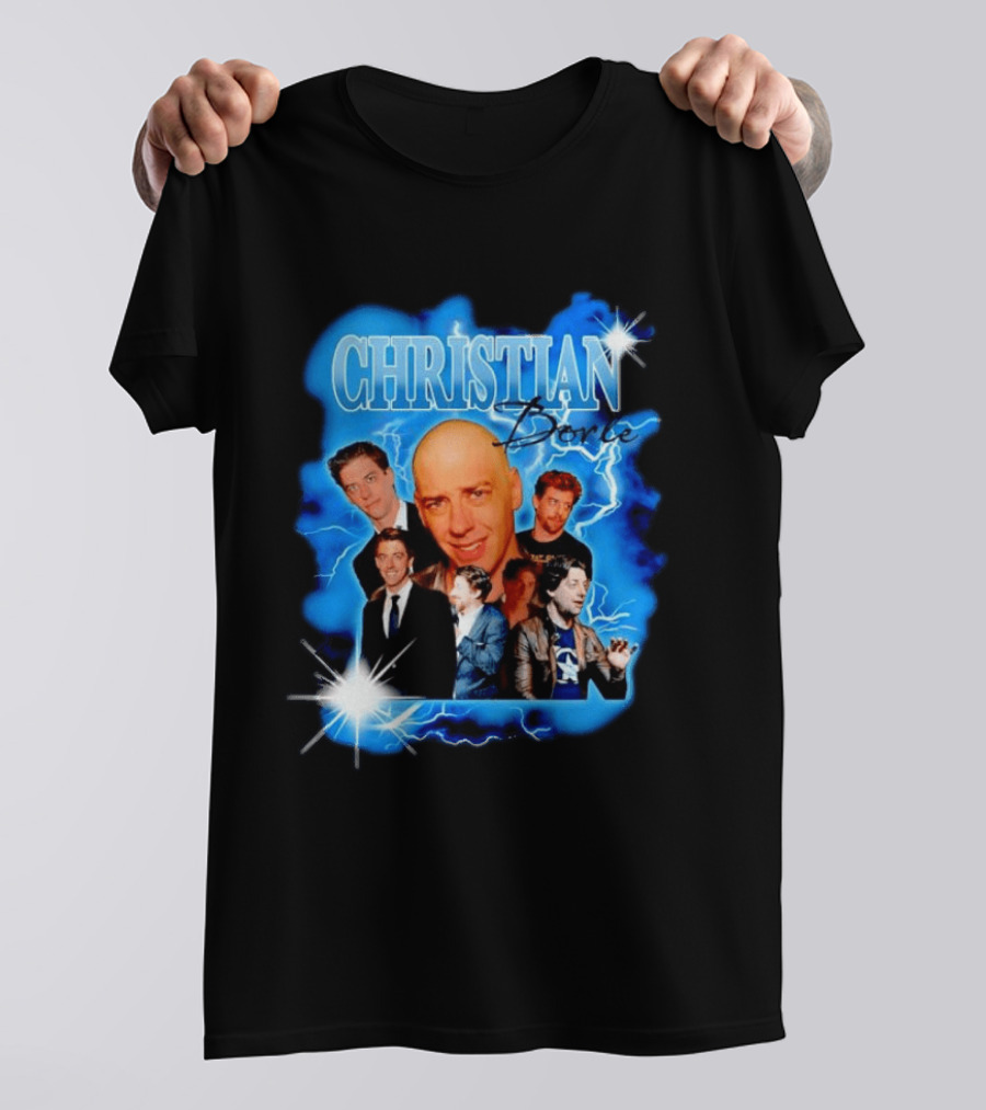 Christian Borle Lightning Bald Images Blue T-Shirt