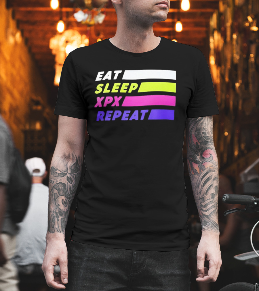 Eat Sleep XPX Repeat Lines Neon Text Blocks T-Shirt