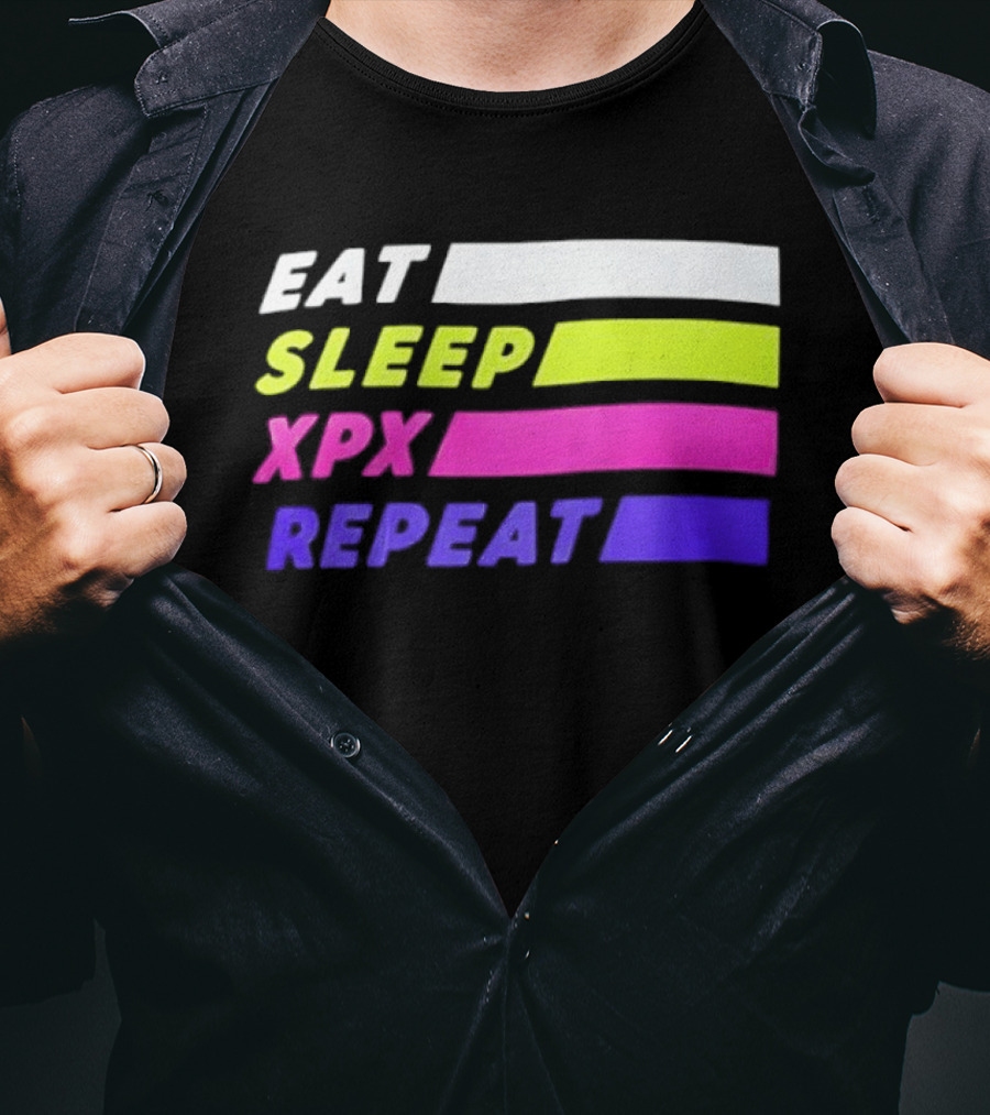 Eat Sleep XPX Repeat Lines Neon Text Blocks T-Shirt