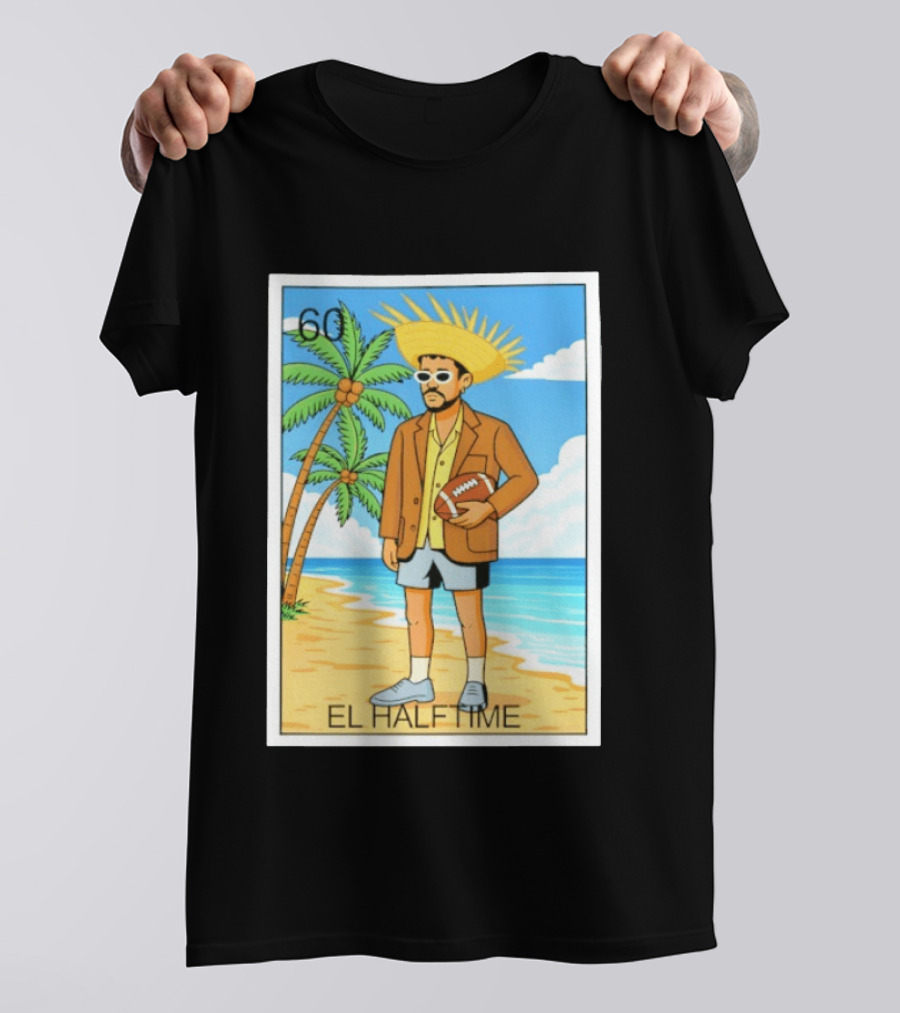 El Halftime Bad Bunny Loteria Card Beach T-Shirt