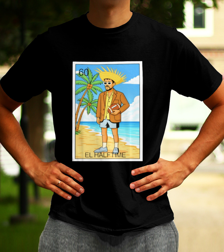 El Halftime Bad Bunny Loteria Card Beach T-Shirt