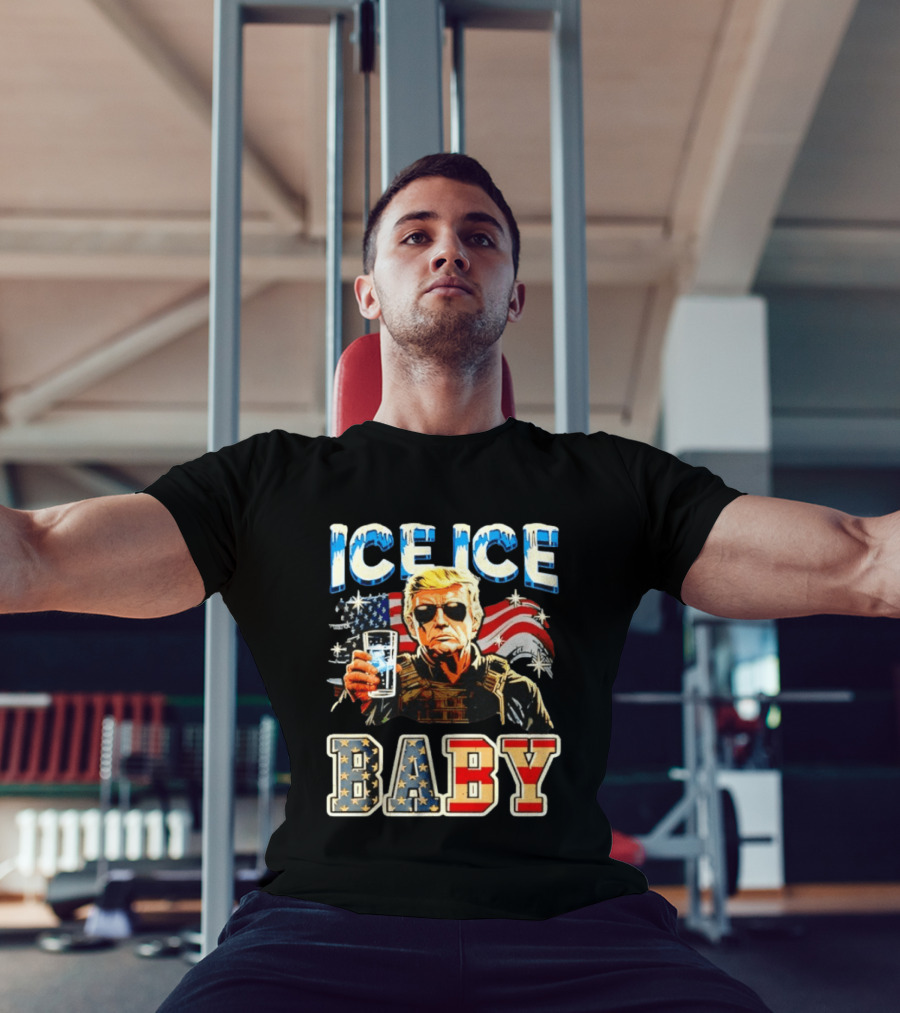 Ice Ice Baby Trump American Flag T-Shirt