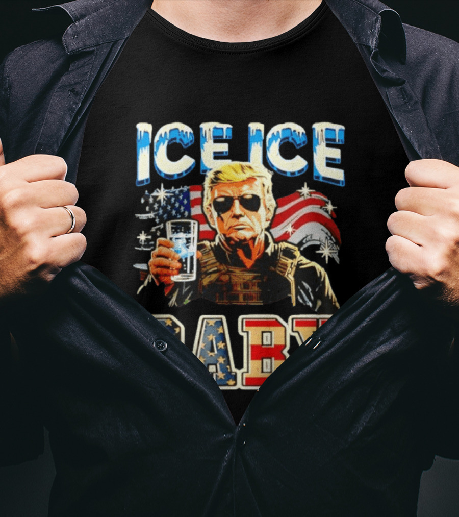 Ice Ice Baby Trump American Flag T-Shirt