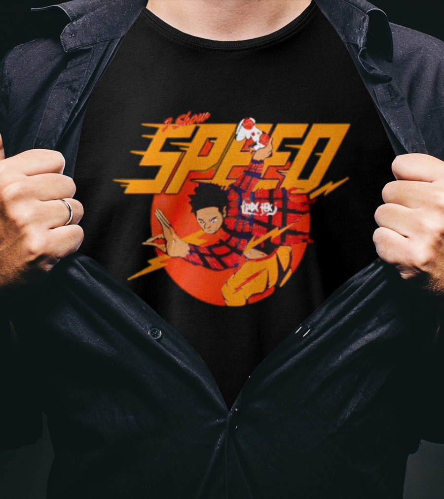 IShowSpeed Speed Flash Anime Character With Soccer Ball And Lightning Bolt T-Shirt