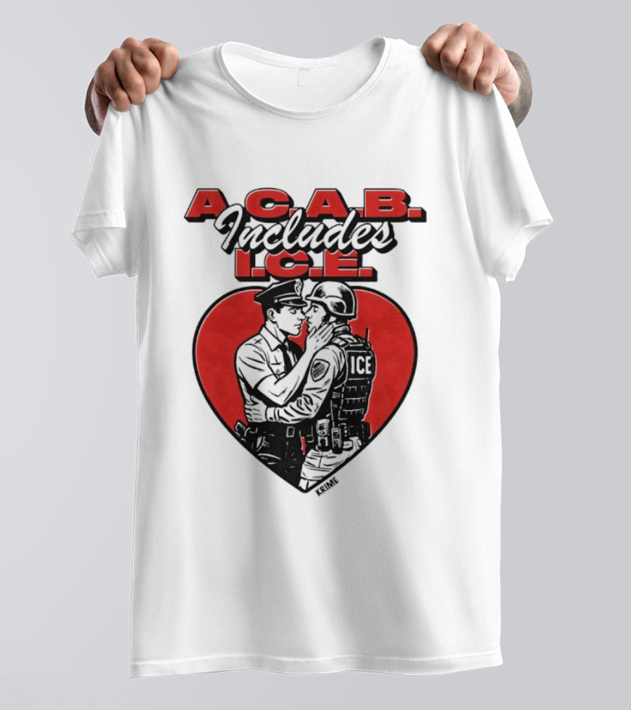 ACAB Includes ICE Anti Police Heart Shape Red And Black T-Shirt
