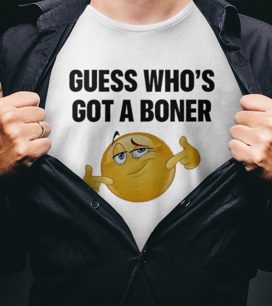 Guess Who's Got A Boner Emoji Pointing Hands T-Shirt