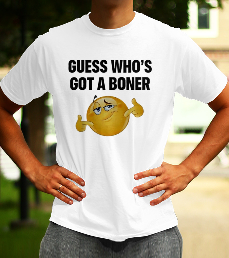 Guess Who's Got A Boner Emoji Pointing Hands T-Shirt