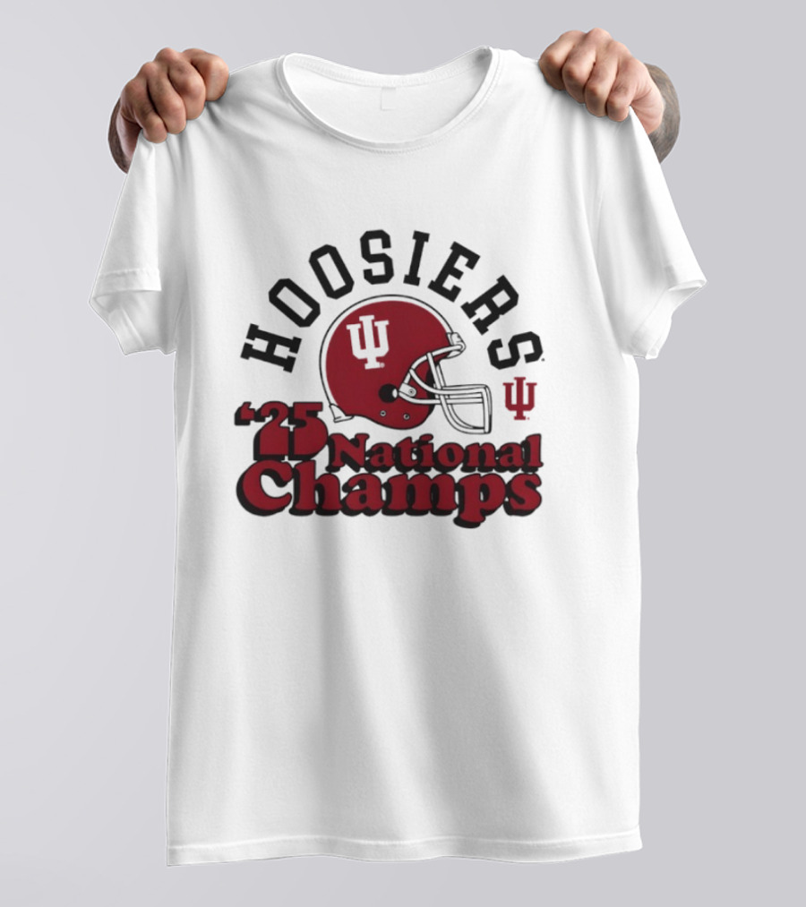 Hoosiers '25 National Champs Red Helmet T-Shirt