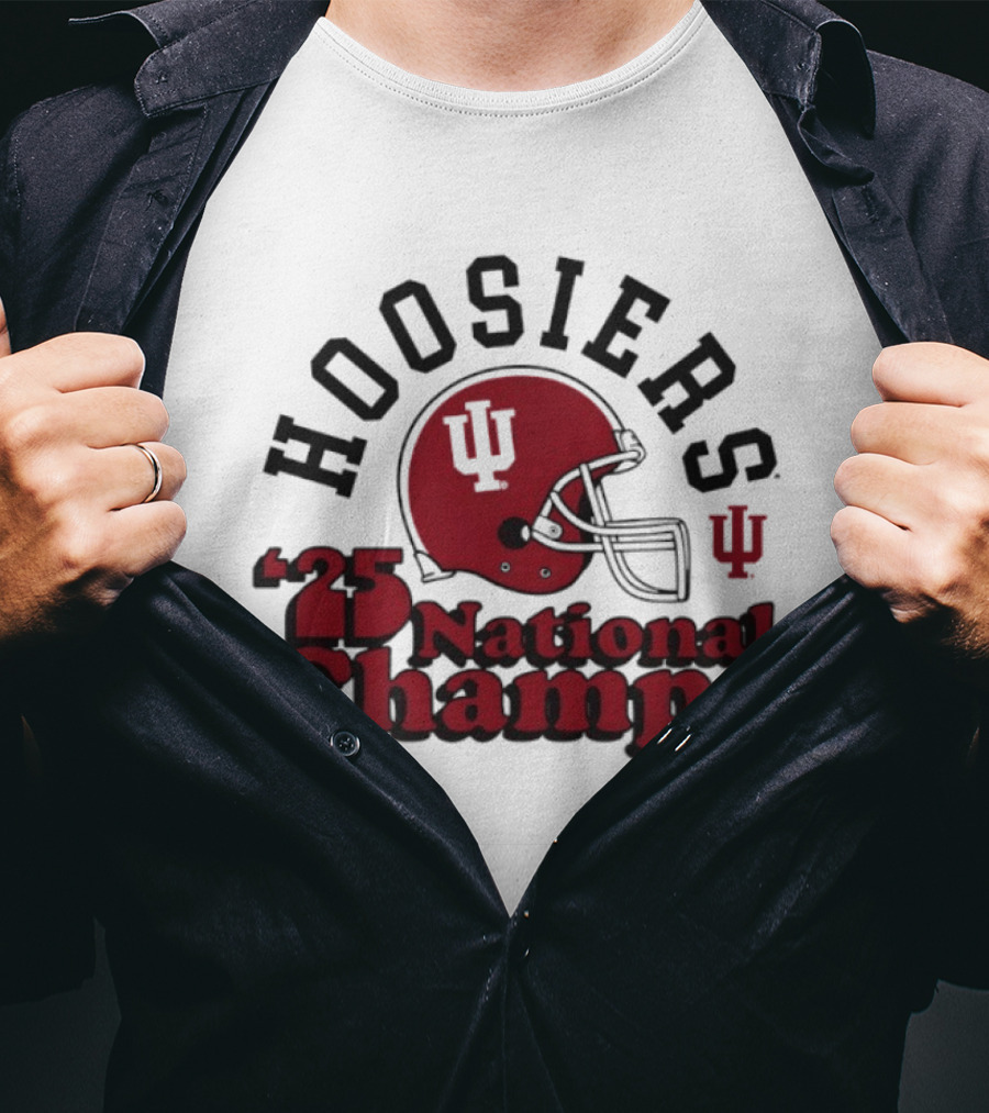Hoosiers '25 National Champs Red Helmet T-Shirt