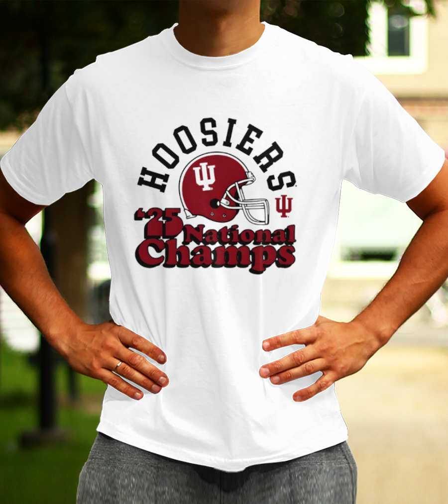 Hoosiers '25 National Champs Red Helmet T-Shirt