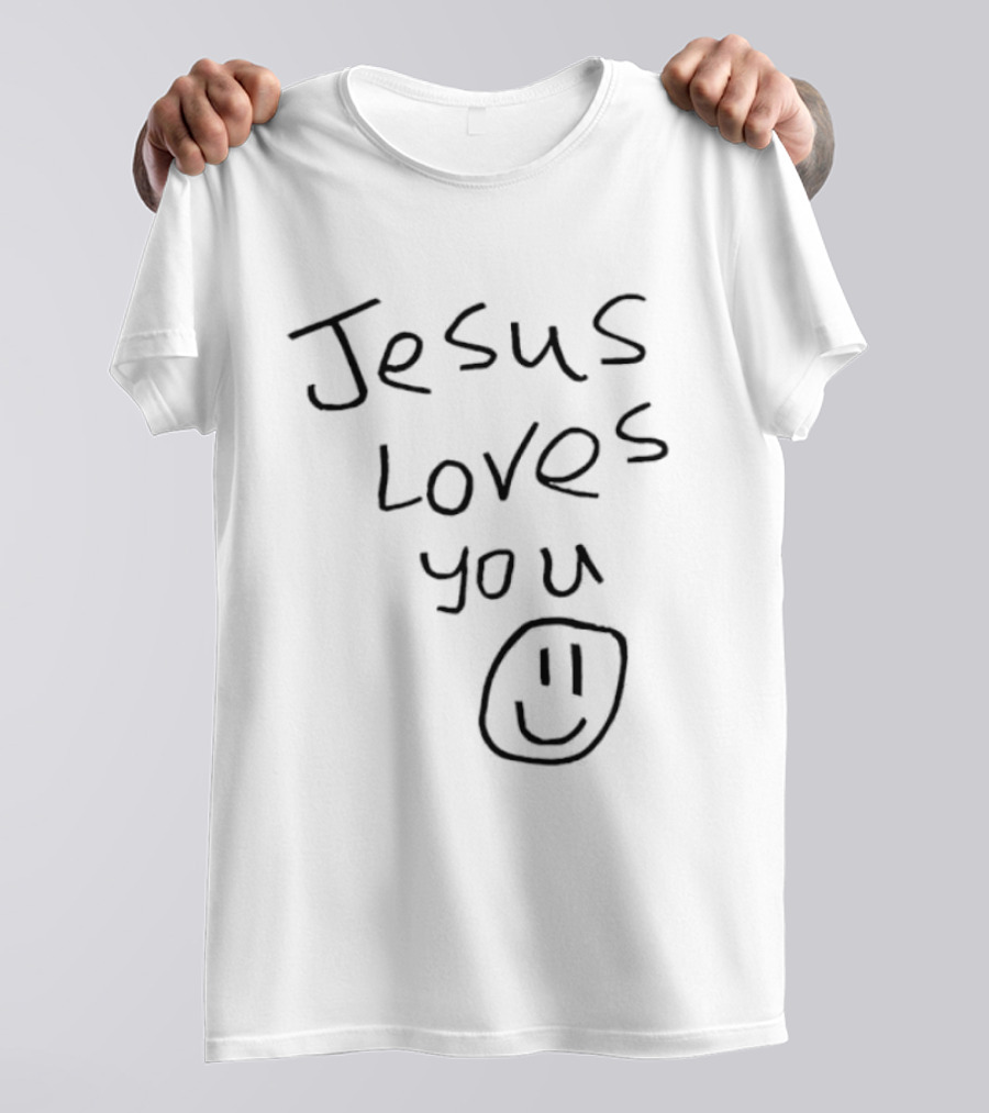 Jesus Loves You Smiley Face Drawing T-Shirt