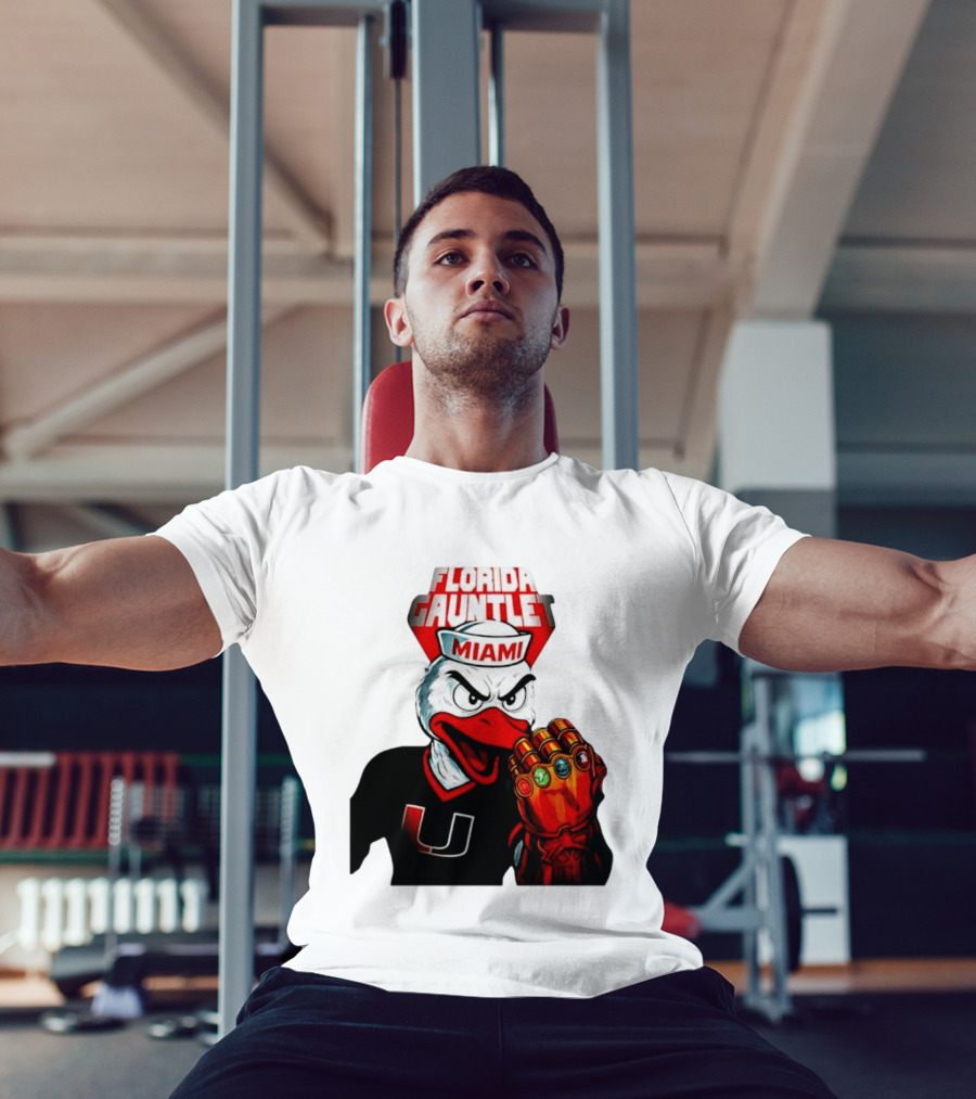 Miami Hurricanes Florida Gauntlet Mascot Iron Glove Infinity Stones T-Shirt