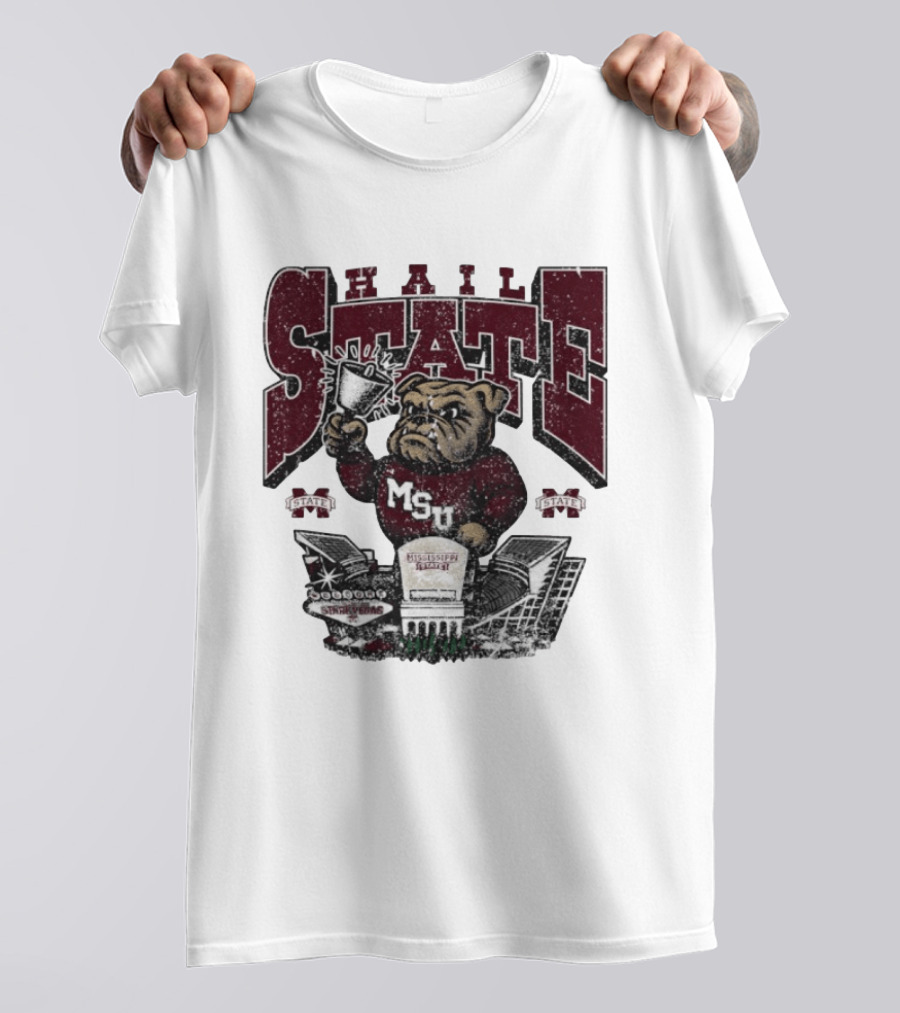 Hail State MSU Mississippi State Bulldogs Stadium Cowbell T-Shirt