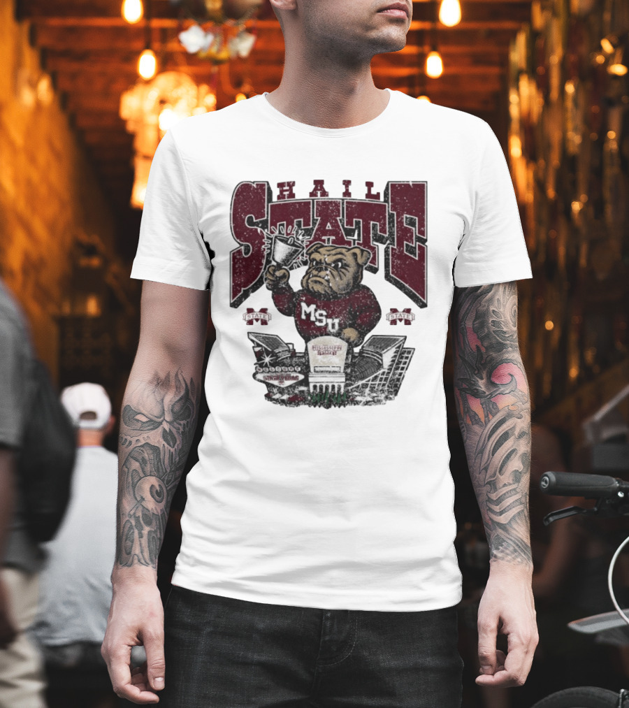 Hail State MSU Mississippi State Bulldogs Stadium Cowbell T-Shirt