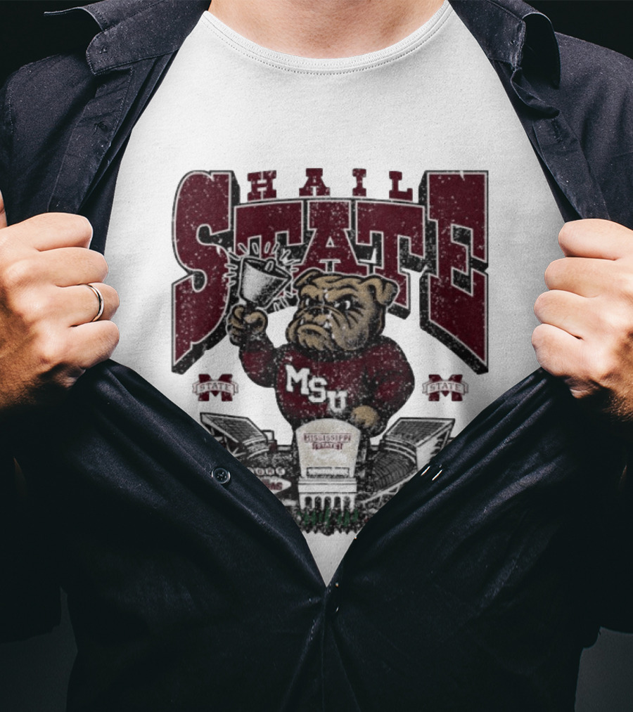 Hail State MSU Mississippi State Bulldogs Stadium Cowbell T-Shirt
