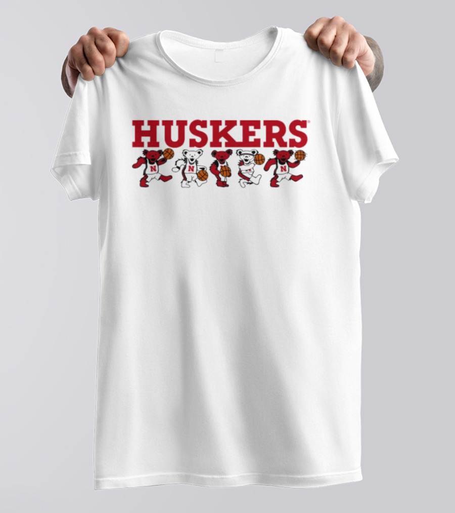 Huskers Grateful Dead Dancing Bears Basketball T-Shirt