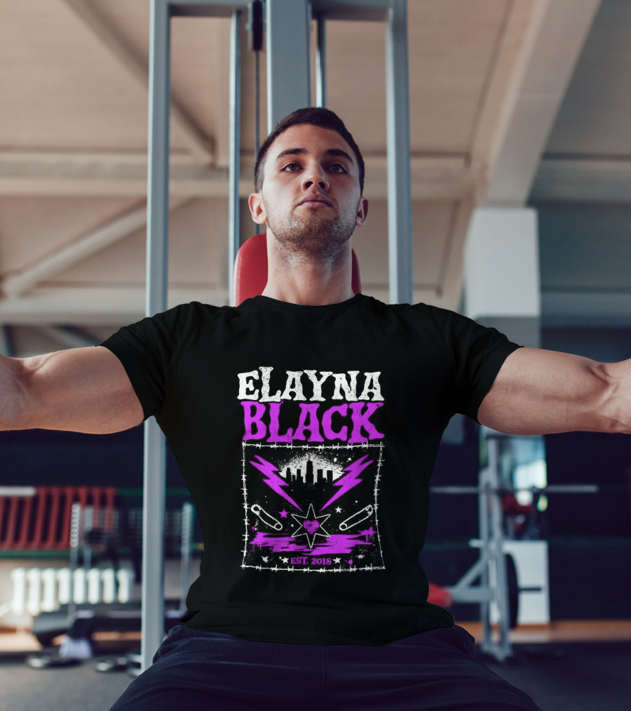 Elayna Black WWE 2018 City Skyline Barbed Wire Pin Frame T-Shirt