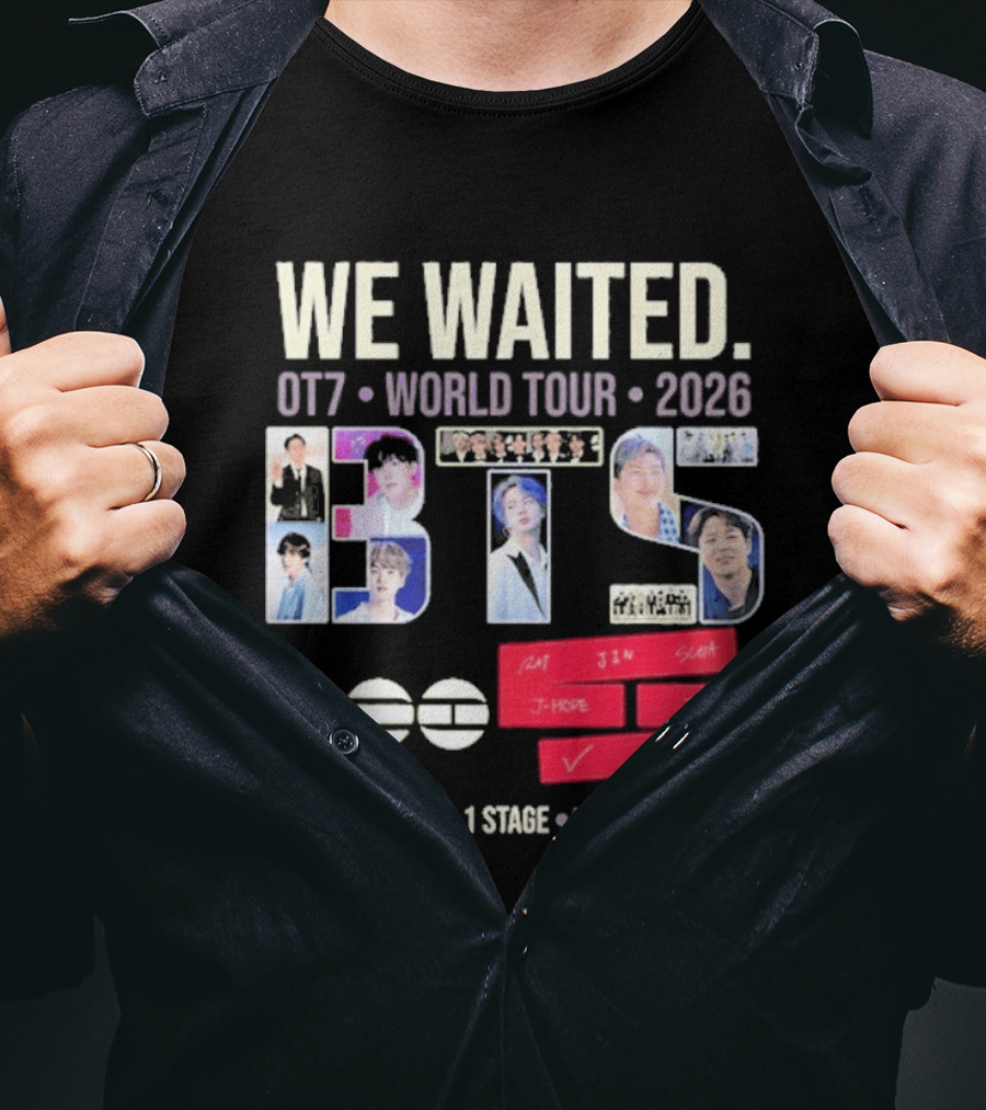 We Waited BTS OT7 World Tour 2026 7 Voices 7 Years 1 Stage Purple Forever T-Shirt