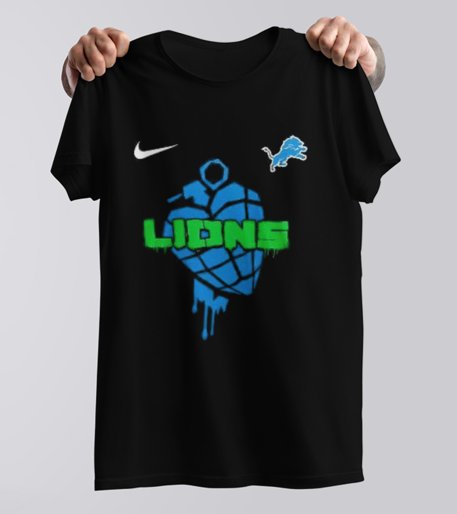 Nike Detroit Lions Football Skull Green Day T-Shirt