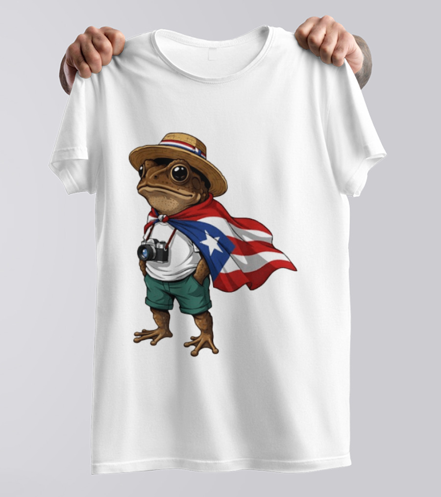 Coqui Frog With Puerto Rico Flag In Puerto Rican Taino T-Shirt