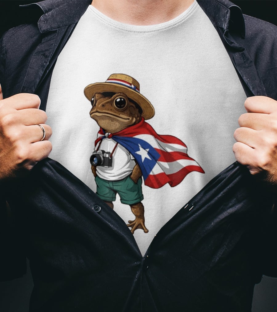 Coqui Frog With Puerto Rico Flag In Puerto Rican Taino T-Shirt