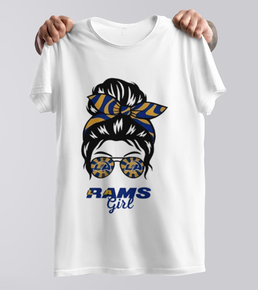 Rams Girl Messy Bun Sunglasses T-Shirt