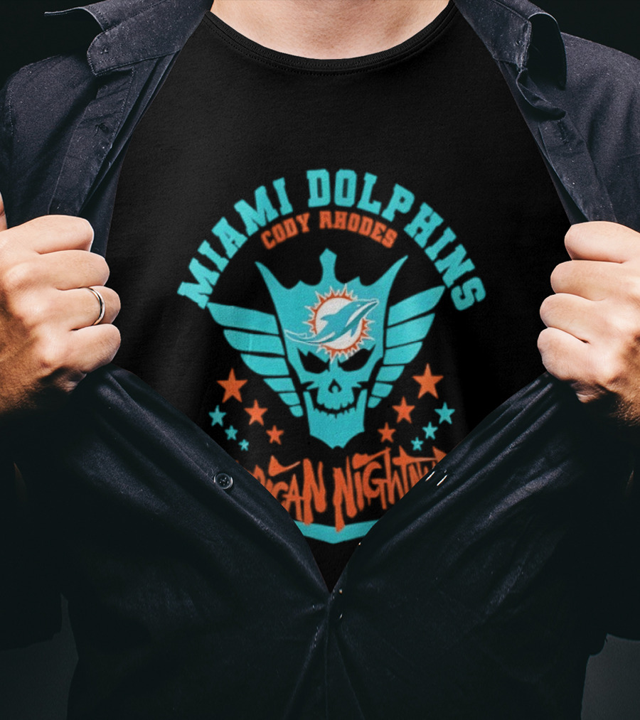Miami Dolphins Cody Rhodes American Nightmare Stars Wings NFL Football T-Shirt