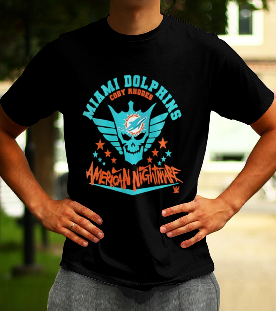 Miami Dolphins Cody Rhodes American Nightmare Stars Wings NFL Football T-Shirt