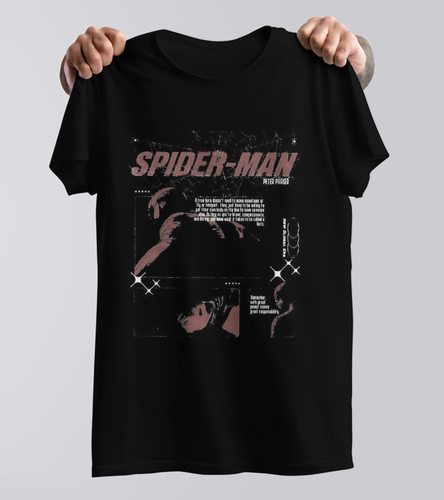 Spider Man Peter Parker Remember With Great Power Comes Great Responsibility Comic Strip T-Shirt