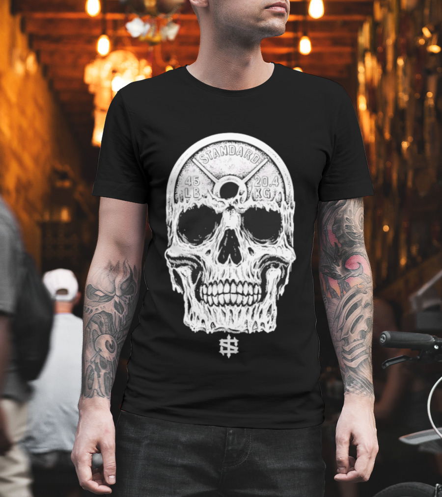 Standard 45 LB 20.4 KG Skull Weights T-Shirt