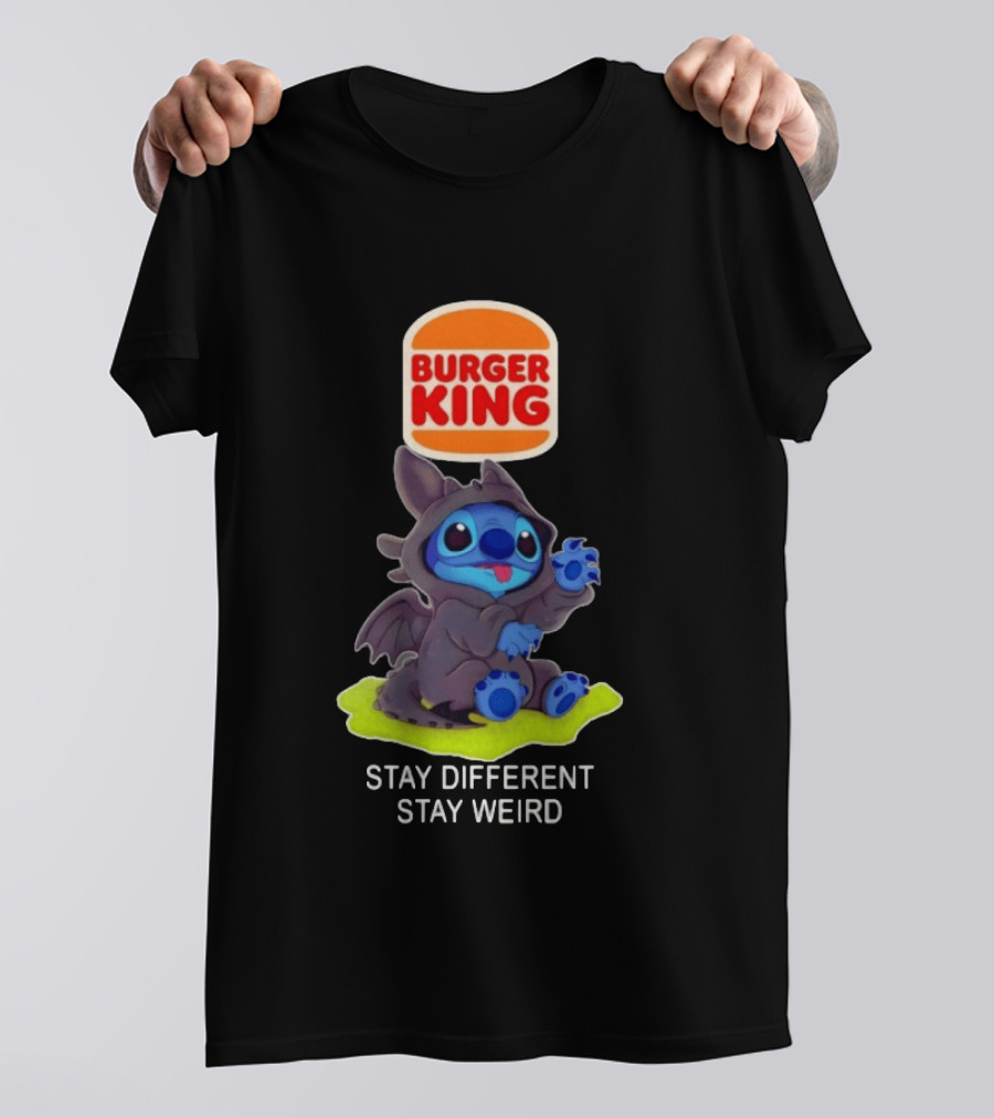 Burger King X Toothless Stitch Collaboration Stay Different Stay Weird T-Shirt