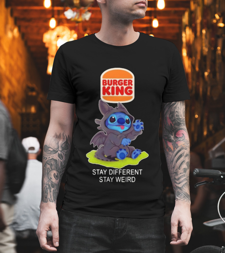 Burger King X Toothless Stitch Collaboration Stay Different Stay Weird T-Shirt