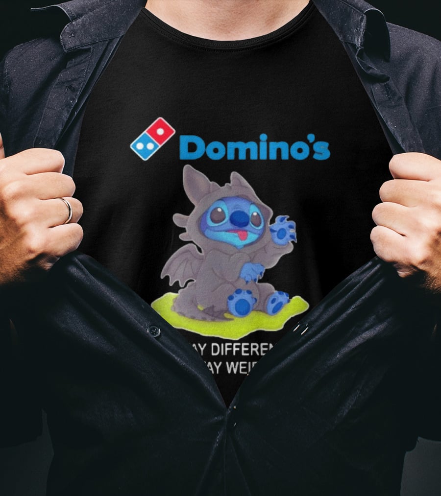 Domino's Pizza Collab Toothless Stitch Stay Different Stay Weird T-Shirt