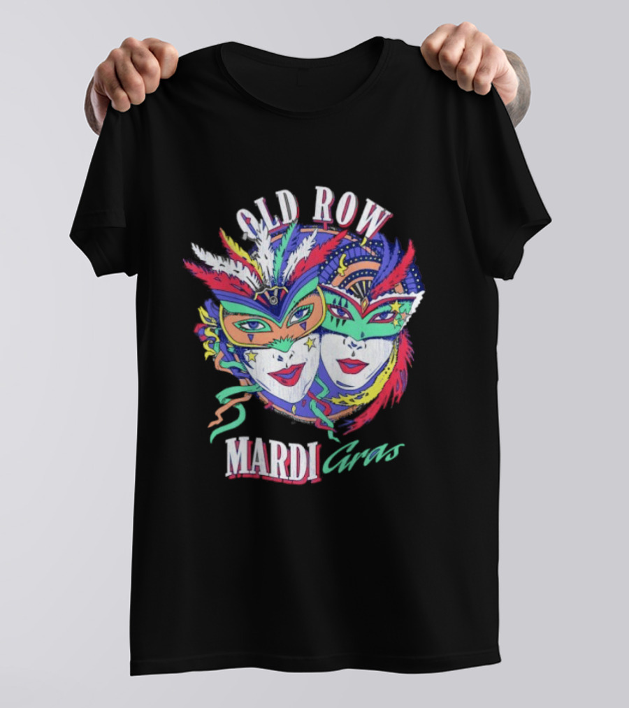 Old Row Mardi Gras Masks Colorful Feathers T-Shirt