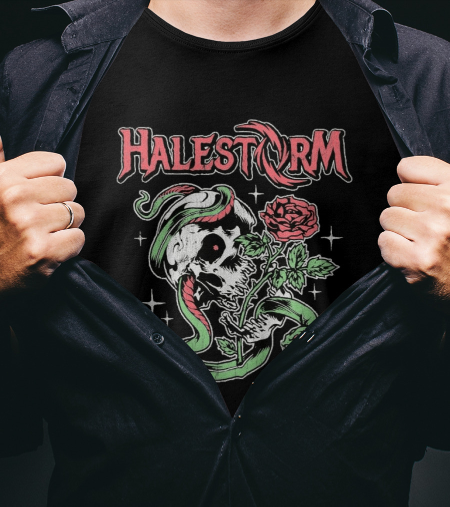 Halestorm Skull Snake Rose Star T-Shirt