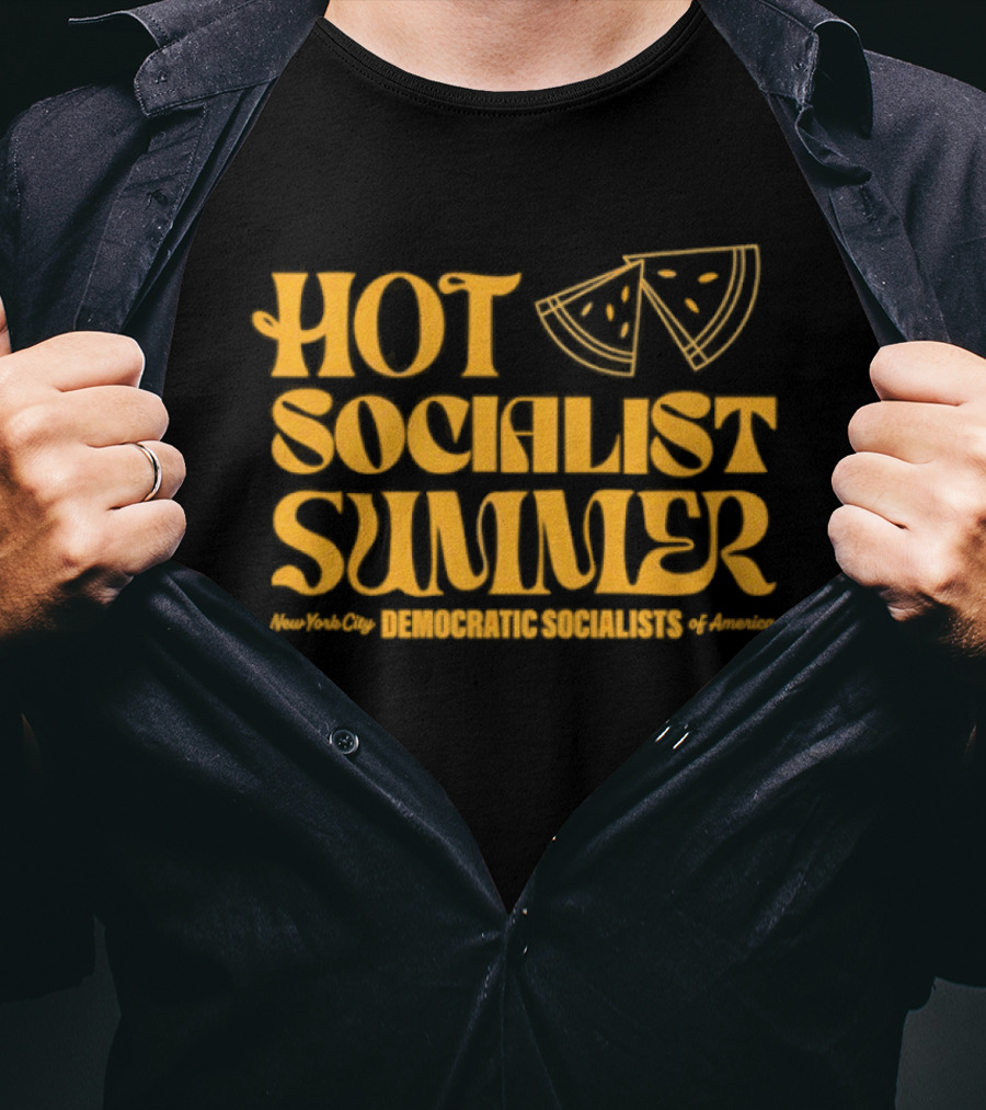 Hot Socialist Summer New York City Democrat Socialists Of America Pizza T-Shirt