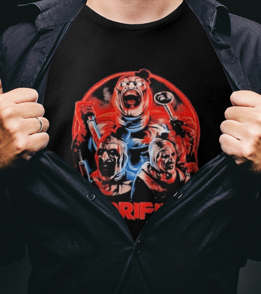Terrifier Horror Movie Villains Red And Blue T-Shirt