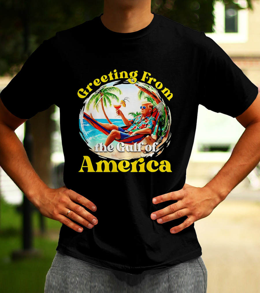 Greeting From The Gulf Of America Tropical Beach Scene T-Shirt