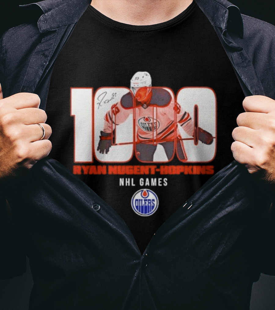 Ryan Nugent Hopkins 1000 NHL Games Edmonton Oilers T-Shirt