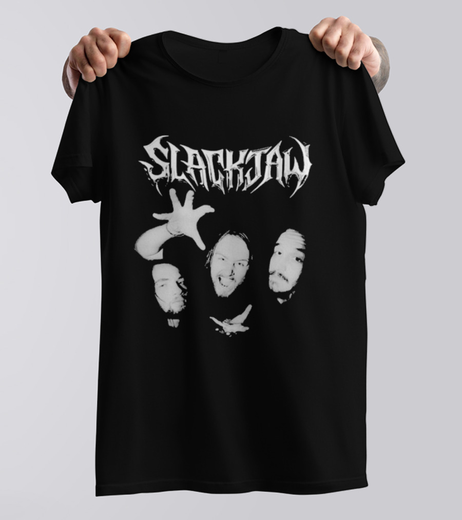 Slackjaw Band Members Faces And Hand Display T-Shirt
