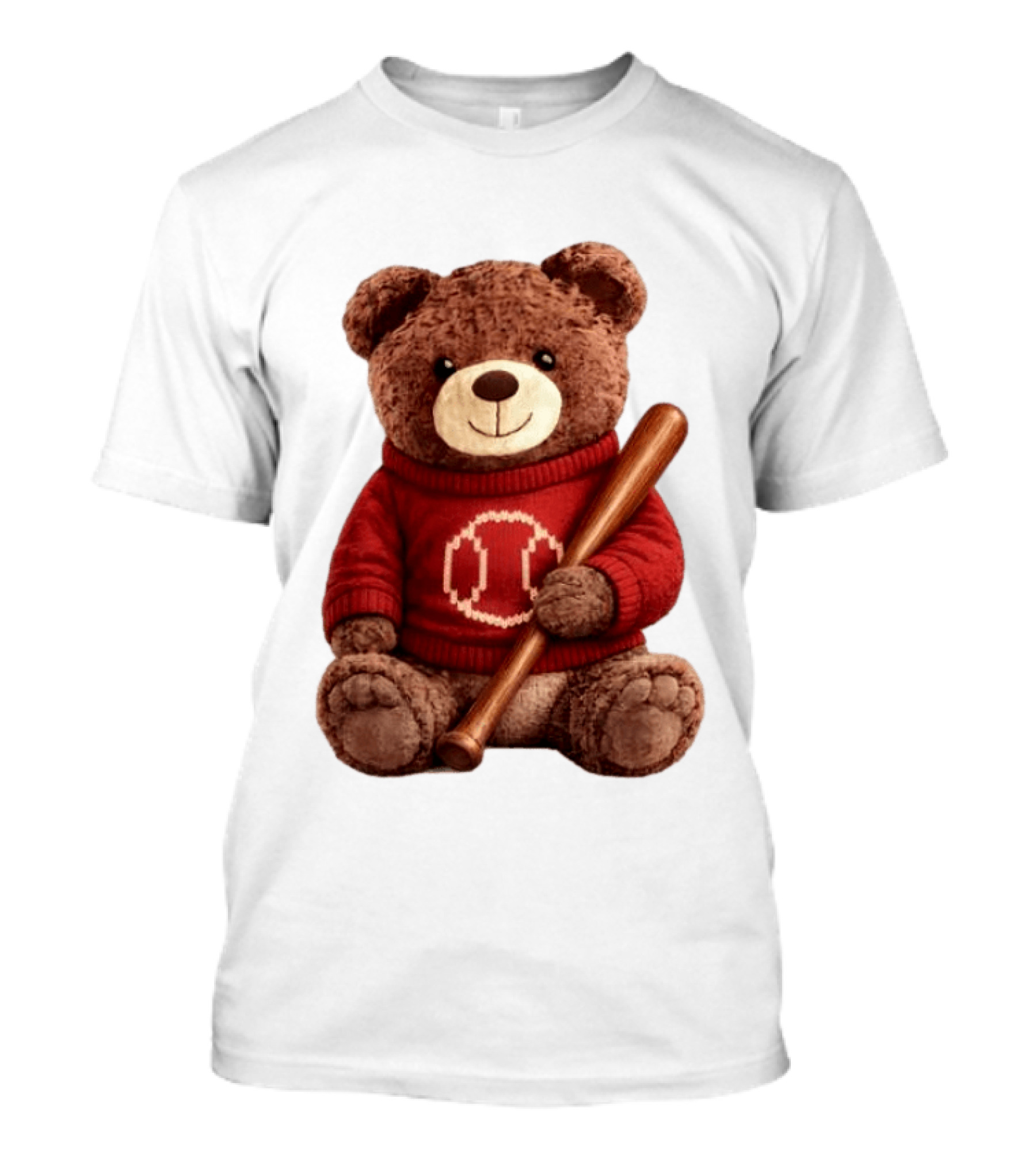 Baseball Bat Teddy Bear Cincinnati Reds Retro Reds Sweater T-Shirt