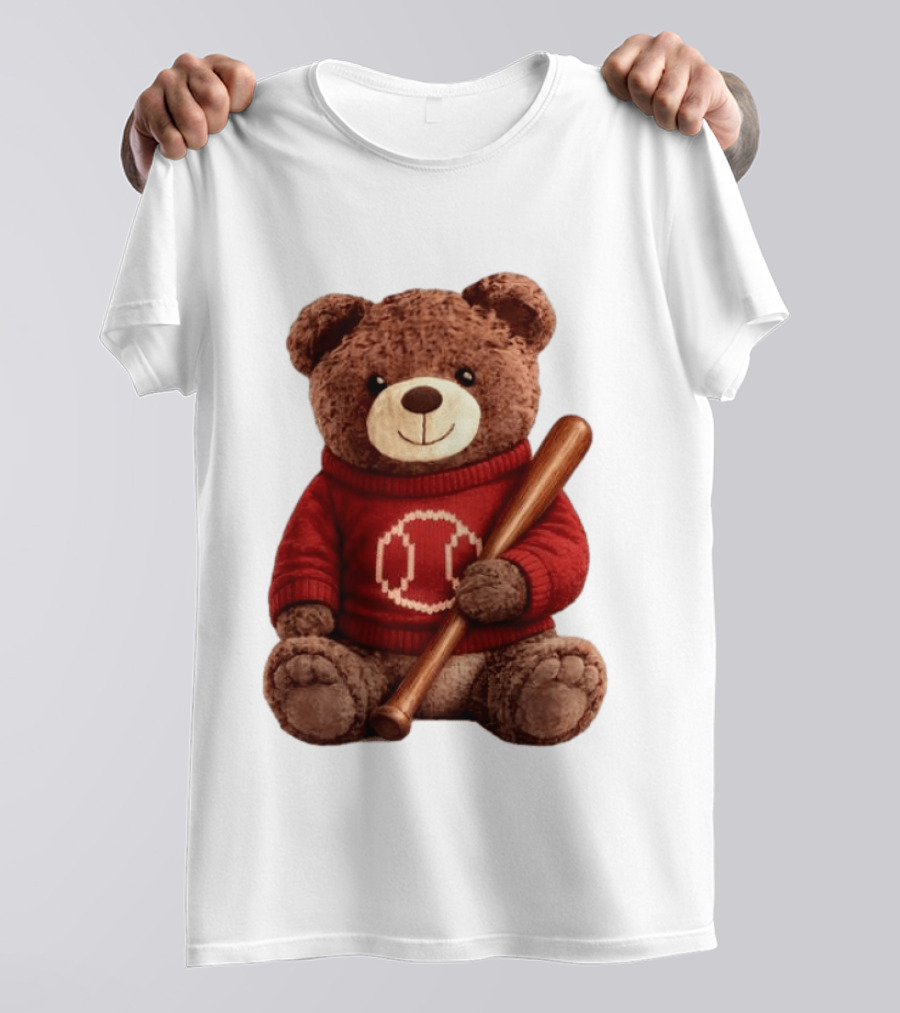 Baseball Bat Teddy Bear Cincinnati Reds Retro Reds Sweater T-Shirt